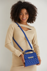 Plant Based Leather Top Handle Bag with Detachable Strap - Royal