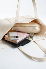 Pu Leather Weekend Bag – 2 Pcs Set - Cream