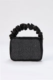 Diamente Evening Bag with Detachable Crossbody Strap - Black