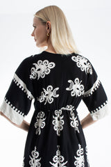 Womens Viscose  Printed Ornamental Floral Midi Dress