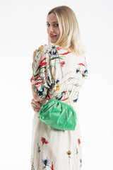 Shimmery Pouch Bag With Detachable Crossbody Strap - Green