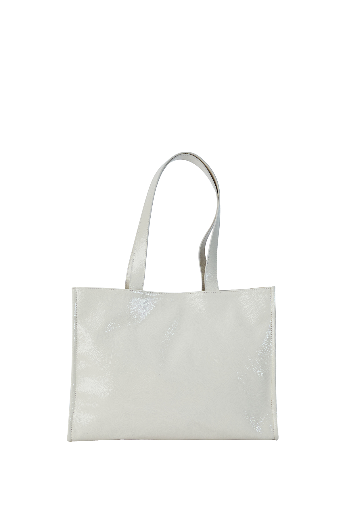 Crinkle Patent Tote Bag - Cream