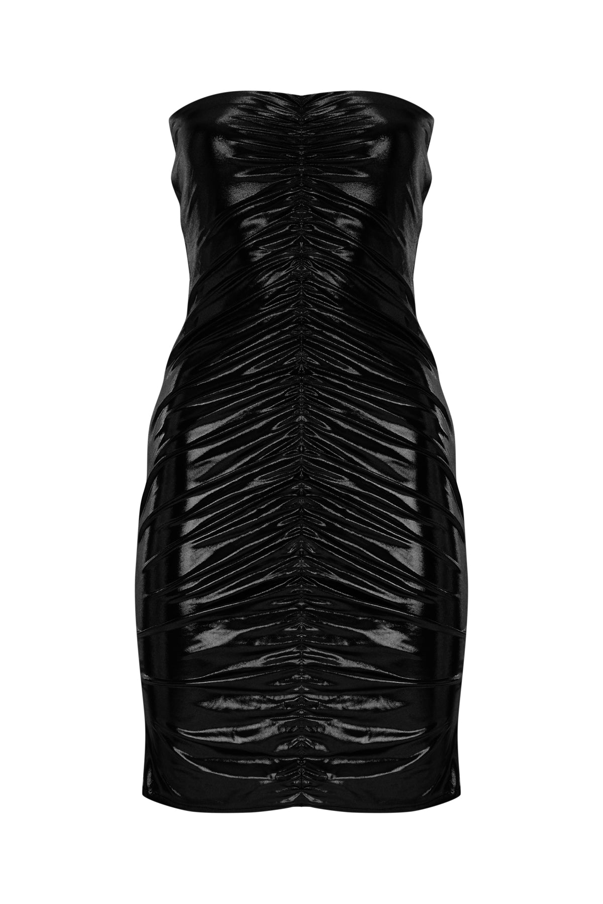 Strapless Ruched Mini Dress - Black