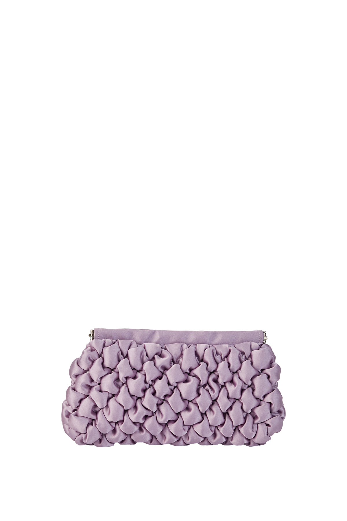 Quilted Satin Clutch Bag - Lilac