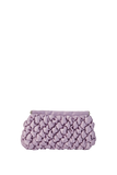 Quilted Satin Clutch Bag - Lilac