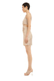 Cut Out Diamante Sequin Mini Dress - Nude