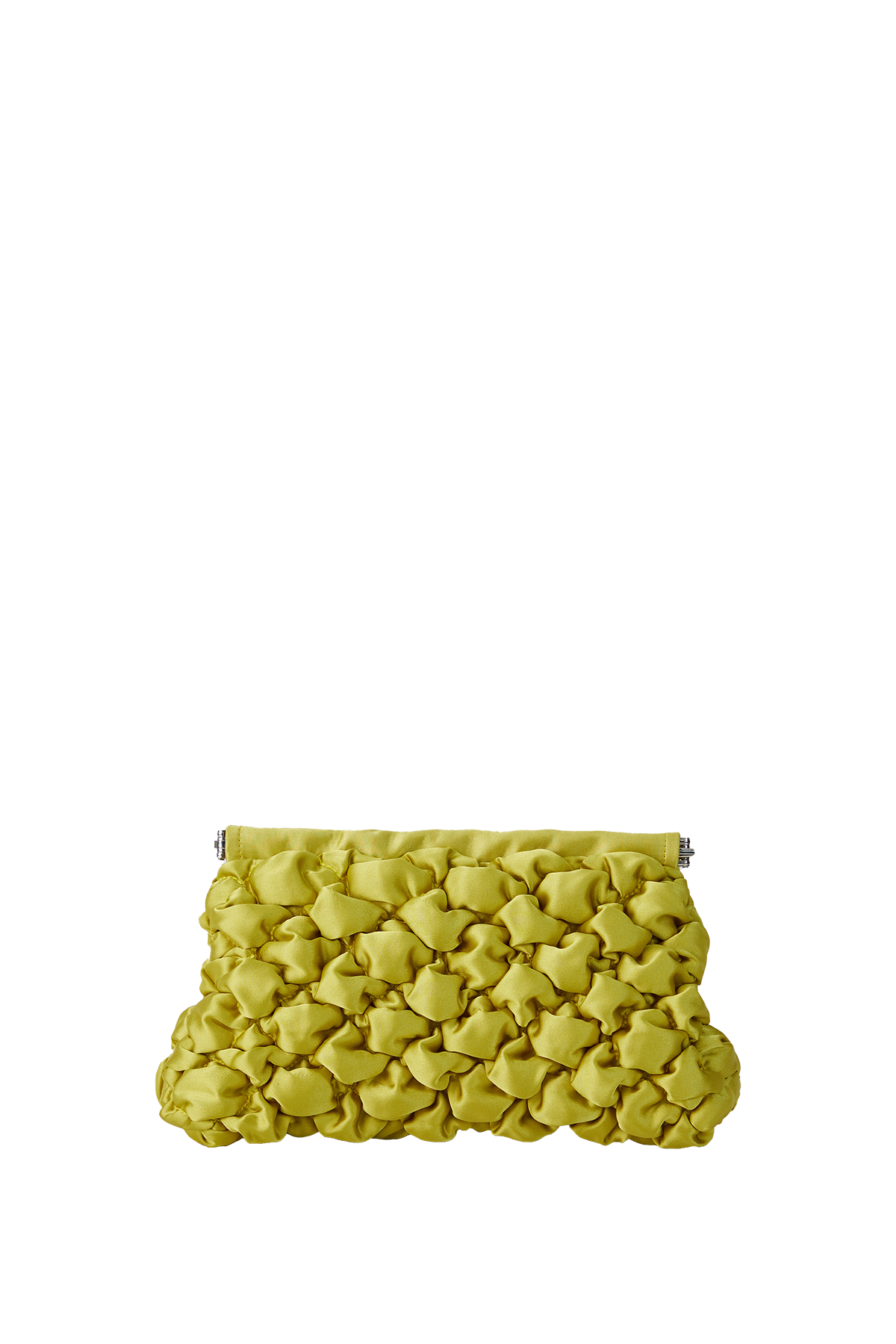 Quilted Satin Clutch Bag - Lime Green