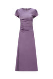 Silky Satin Midi Dress With Side Slit - Lavender