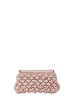 Quilted Satin Clutch Bag - Nude