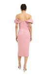 Ruffle Off The Shoulder Midi Dress - Powder Pink