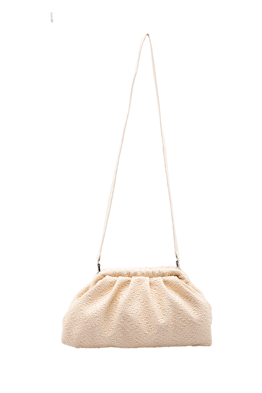 Textured Pouch Crossbody Bag - Cream