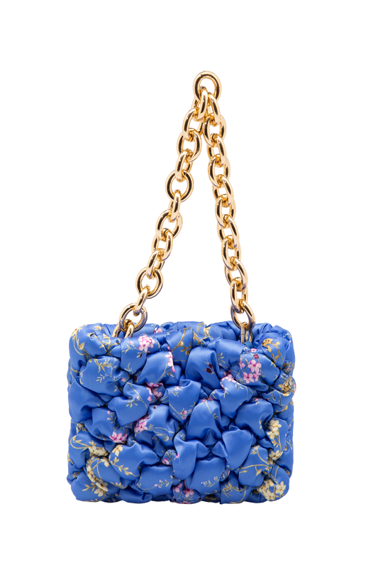 Recycled Quilted Hand Bag - Blue