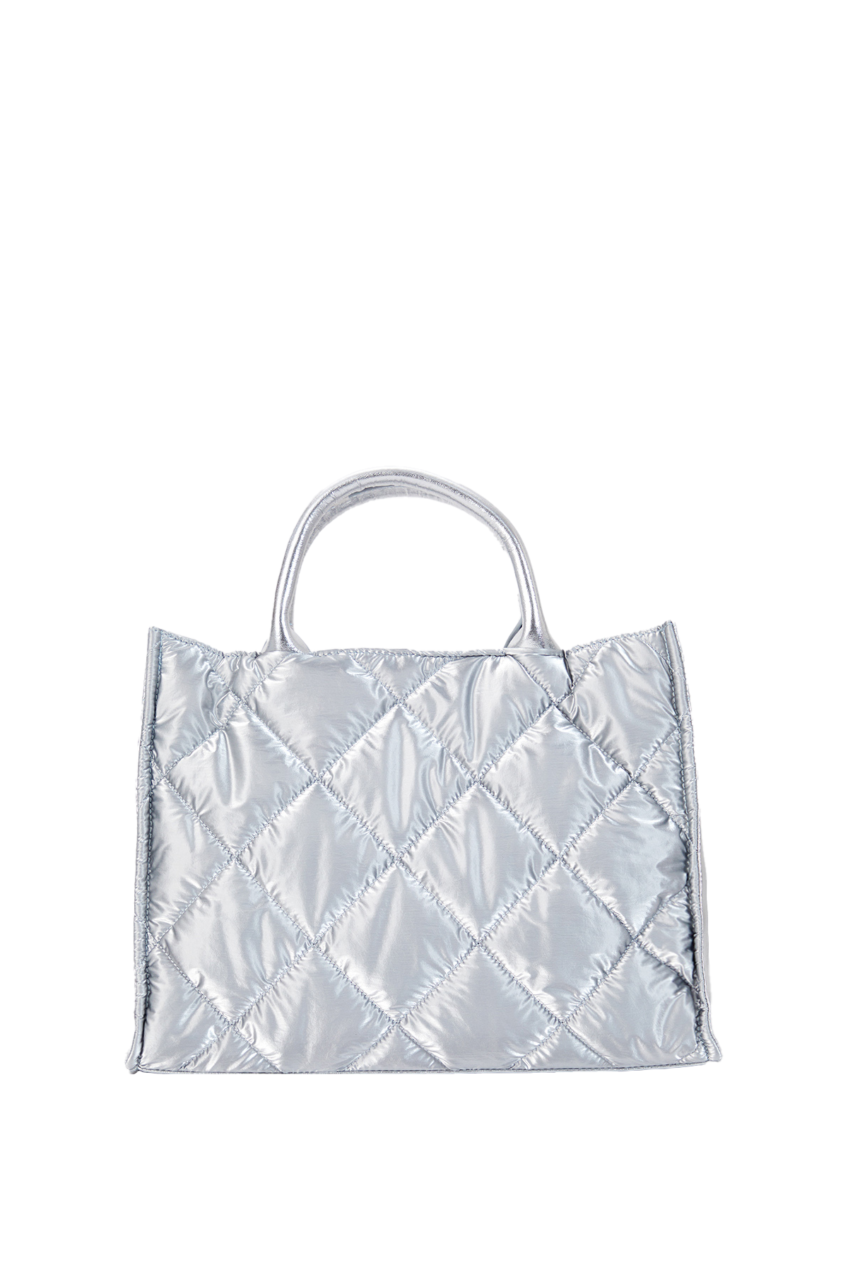 Quilted Metallic Fabric Tote Bag - Silver