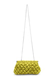 Quilted Satin Clutch Bag - Lime Green