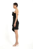 Pleat Detail Mini Dress - Black