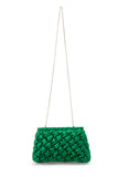 Quilted Satin Clutch Bag - Green