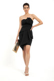 Pleat Detail Mini Dress - Black