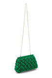 Quilted Satin Clutch Bag - Green