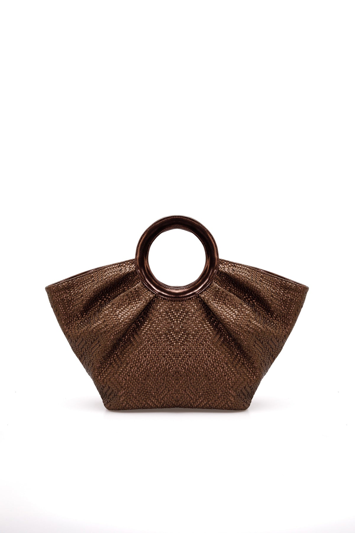Top Handle Shimmer Fan Tote Bag - Shimmery Brown