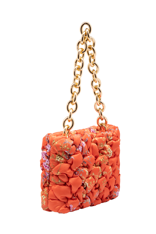 Recycled Quilted Hand Bag - Orange