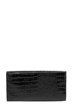 Textured Vegan Leather Clutch Bag - Black