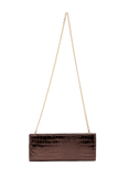 Textured Vegan Leather Clutch Bag - Bronze