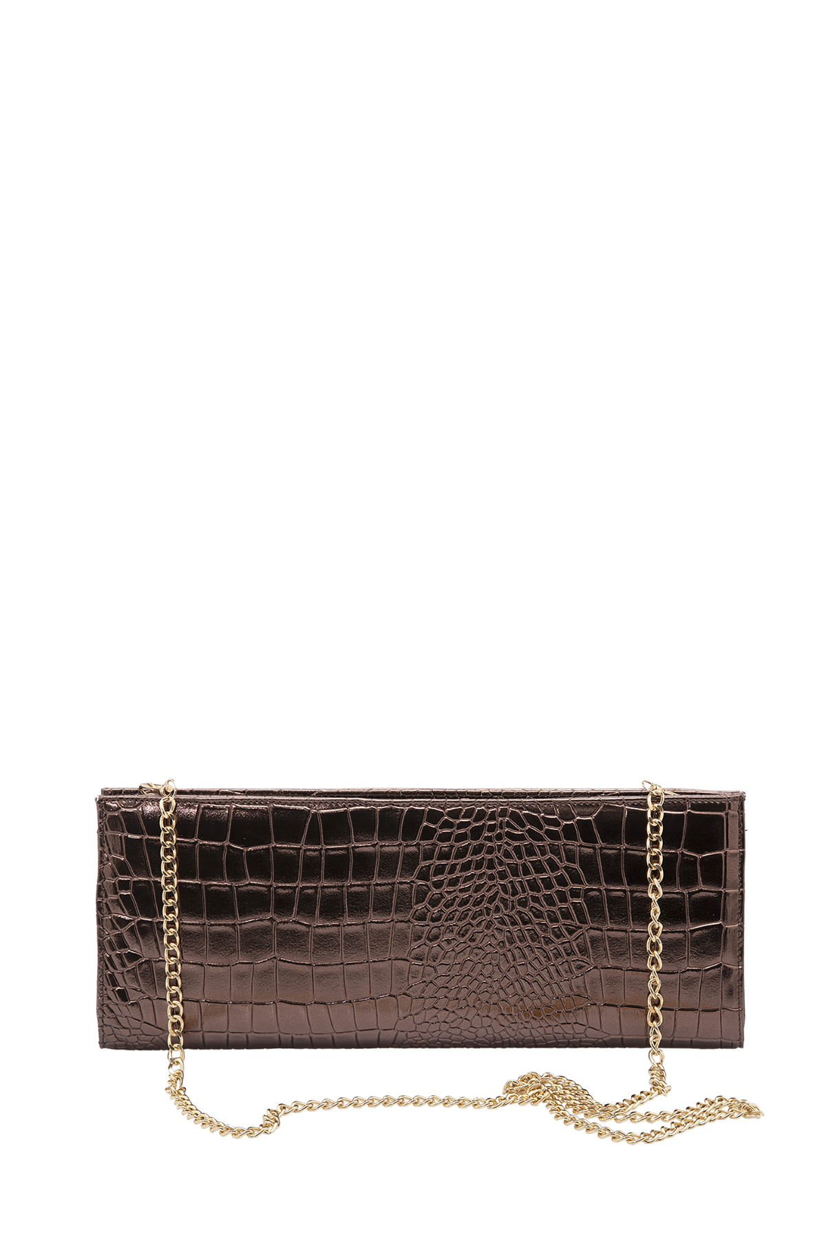 Textured Vegan Leather Clutch Bag - Bronze