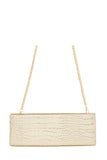 Textured Vegan Leather Clutch Bag - Gold