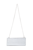 Textured Vegan Leather Clutch Bag - Silver
