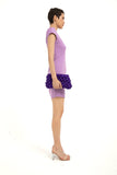V-Neck Gathered Hip Mini Dress - Lilac