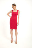 Sweetheart Neck Line Ponte Dress - Red