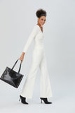Crinkle Patent Tote Bag - Black
