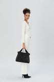 Quilted Shimmer Tote Bag - Black