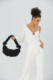 Quilted Nylon Shoulder Bag - Black