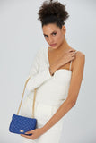 Quilted Plant Based Crossbody Bag - Blue