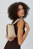 Asymmetric Croc Baguette Bag - Beige