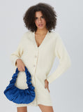 Velvet Croissant Hand Bag - Blue