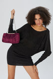 Pleated Satin Clutch Bag - Burgundy