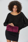 Pleated Satin Clutch Bag - Burgundy