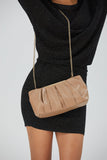 Pleated Vegan Leather Clutch Bag - Nude