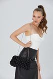 Quilted Satin Clutch Bag - Black