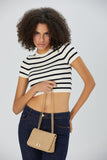 Quilted Plant Based Crossbody Bag - Nude