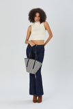 Striped Canvas Tote Bag - Black & White