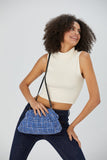 Tweed Pouch Crossbody Bag - Blue