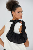 Velvet Croissant Hand Bag - Black
