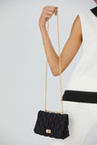 Recycled Quilted Satin Crossbody Bag - Black