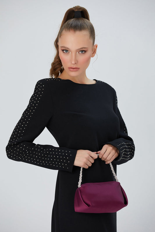 Recycled Satin Evening Bag - Burgundy