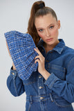 Tweed Pouch Crossbody Bag - Blue