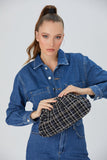 Tweed Pouch Crossbody Bag - Black