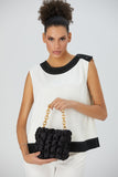 Quilted Satin Handbag - Black